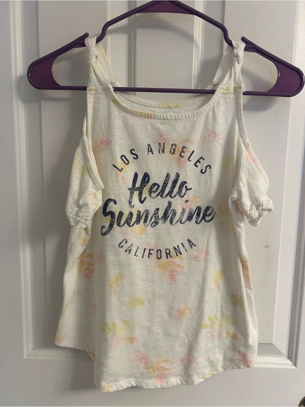 Girls SO White Graphic Top with Subtle Pastel Tie-Dye Accents
